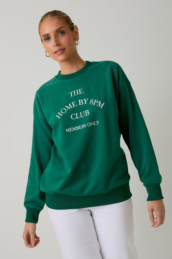 Sunday Edition "THE HOME BY 8PM CLUB" Sweatshirt in Green
