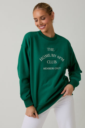 Sunday Edition "THE HOME BY 8PM CLUB" Sweatshirt in Green