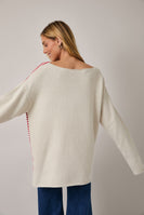 Sunday Edition OVERSIZED Knit Flag Sweater in Cream-Red-Blue