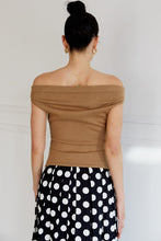 Load image into Gallery viewer, Sunday Edition Wide Neck Off The Shoulder Top in Tan
