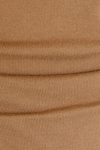 Sunday Edition Wide Neck Off The Shoulder Top in Tan