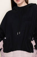 White Birch Contrasting Fleece and Quilted Knit Top in Black