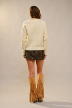 Load image into Gallery viewer, Blue B Embroidered Horse Patched Knit Sweater in Cream
