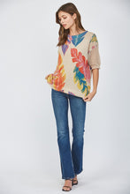 Load image into Gallery viewer, FATE Tropical Print Open Knit Sweater in Taupe
