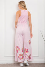 Load image into Gallery viewer, BlueVelvet Mixed Media and Layered Flower Patch Detailed Jumpsuit in Pink

