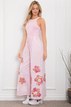 Load image into Gallery viewer, BlueVelvet Mixed Media and Layered Flower Patch Detailed Jumpsuit in Pink
