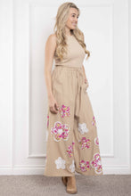 Load image into Gallery viewer, BlueVelvet Mixed Media and Layered Flower Patch Detailed Jumpsuit in Taupe
