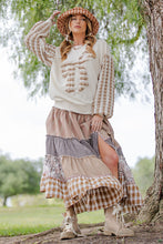 Load image into Gallery viewer, Easel Mixed Print Patchwork Maxi Skirt in Mocha
