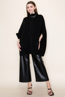 White Birch OVERSIZED Sweater Knit Poncho Top in Black