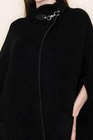 White Birch OVERSIZED Sweater Knit Poncho Top in Black