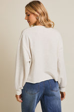 Load image into Gallery viewer, Gilli CROPPED Mix Print USA Patched Sweatshirt in Light Heather Grey
