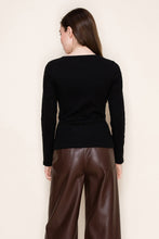 Load image into Gallery viewer, White Birch FITTED Ribbed Knit Front Zip Top in Black
