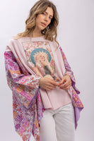 BlueVelvet The Star Upcycled Inspired Poncho Top in Pink