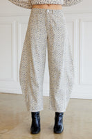 Sunday Edition Animal Print Barrel Pants in Taupe-Grey Animal