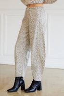 Sunday Edition Animal Print Barrel Pants in Taupe-Grey Animal