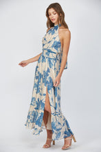 Load image into Gallery viewer, FATE Bold Floral Print Halter Maxi Dress in Cream/Blue
