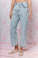 Load image into Gallery viewer, RARERAW Light Washed Pearl and Rhinestone Embellished Jeans in Light Denim
