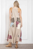 BlueVelvet Patched Ankle Length Wide Leg Jumpsuit in Light Taupe ON ORDER