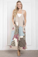 BlueVelvet Patched Ankle Length Wide Leg Jumpsuit in Light Taupe ON ORDER
