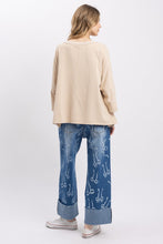 Load image into Gallery viewer, BlueVelvet OVERSIZED Solid Color Bow Patched Top in Oatmeal
