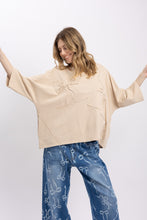 Load image into Gallery viewer, BlueVelvet OVERSIZED Solid Color Bow Patched Top in Oatmeal
