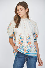 Load image into Gallery viewer, FATE Smocked High Neck Top in Cream Multi
