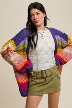 Load image into Gallery viewer, Listicle Rainbow Hand Crochet Cardigan in Rainbow Multi
