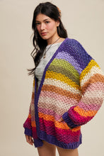 Load image into Gallery viewer, Listicle Rainbow Hand Crochet Cardigan in Rainbow Multi
