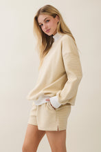 Load image into Gallery viewer, Veveret Mock Neck Striped Sweatshirt in Light Mustard
