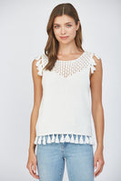 FATE Tassel Detailed Knit Sweater in White