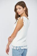 FATE Tassel Detailed Knit Sweater in White