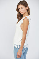 FATE Tassel Detailed Knit Sweater in White