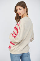 FATE Lightweight Knit American Flag Motif Sweater in Taupe