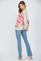 FATE Lightweight Knit American Flag Motif Sweater in Taupe