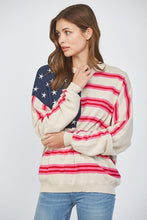 Load image into Gallery viewer, FATE Lightweight Knit American Flag Motif Sweater in Taupe
