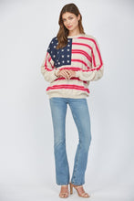 Load image into Gallery viewer, FATE Lightweight Knit American Flag Motif Sweater in Taupe
