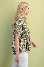 Load image into Gallery viewer, GiGio Mixed Print Top with BOLD Floral Print in Olive Mix
