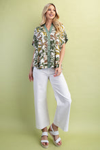 Load image into Gallery viewer, GiGio Mixed Print Top with BOLD Floral Print in Olive Mix
