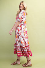 Load image into Gallery viewer, GiGio Mixed Abstract Print Midi Dress in Cream/Pink
