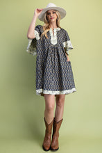 Load image into Gallery viewer, GiGio Contrasting Floral Print Mini Dress in Ash Mix
