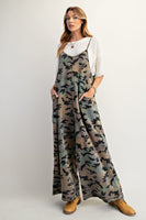 Easel Camouflage Print Jumpsuit in Olive