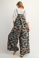 Easel Camouflage Print Jumpsuit in Olive