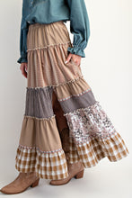 Load image into Gallery viewer, Easel Mixed Print Patchwork Maxi Skirt in Mocha
