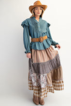 Load image into Gallery viewer, Easel Mixed Print Patchwork Maxi Skirt in Mocha
