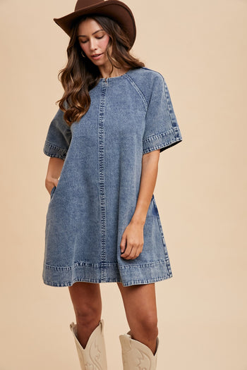 AnnieWear Denim Mini Dress in Medium Denim