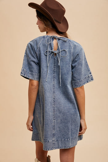 AnnieWear Denim Mini Dress in Medium Denim