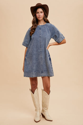 AnnieWear Denim Mini Dress in Medium Denim