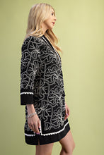 Load image into Gallery viewer, GiGio Solid Color Mini Dress with Contrasting Color Embroidery in Black
