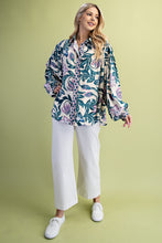 Load image into Gallery viewer, GiGio OVERSIZED Floral Print Top in Teal Mix
