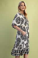 GiGio Contrasting Mixed Print Mini Dress in Black